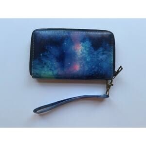 Pander Wallets Galaxy Print Zip-Around Wallet w/ Wrist Strap, Credit Card Slots